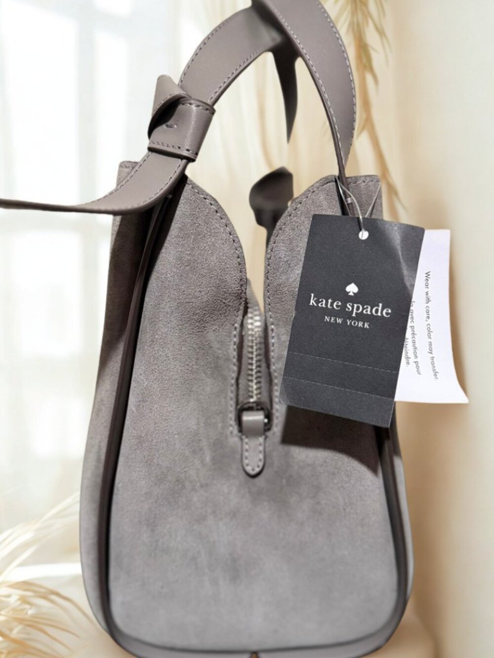 Kate Spade Somerton Street Caryl Hobo Gray Suede NWT - Picture 2 of 6